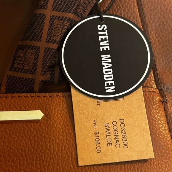 NWT Steve Madden Bwilde Flat Tote Large with another bag inside, cognac color. - Picture 7 of 9